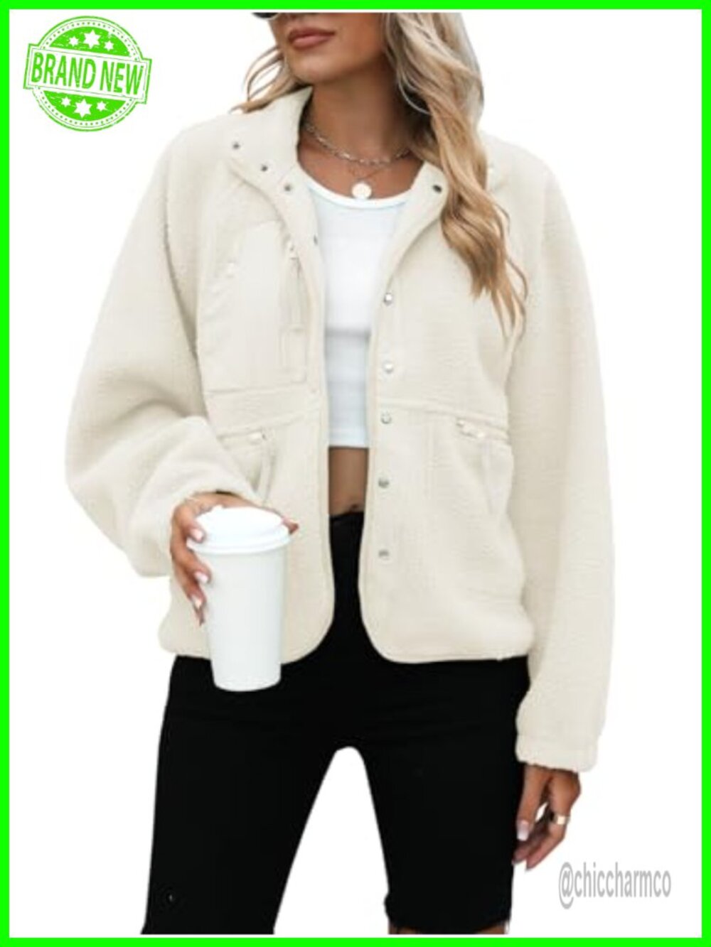 Women's Fleece Jacket Sherpa Fuzzy Button Down Coat